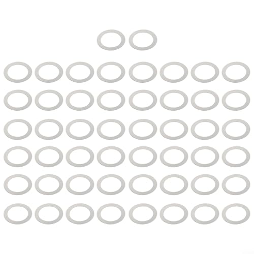 FABULETTA Fishing Reel Knob Gasket, M2.5 Locking Screw Set, Metal Adjustment Washers for Rocker Arm Handle Repair, 50pcs Silver Hardware Kit(6 * 0.1mm) - size: 6*0.1mm