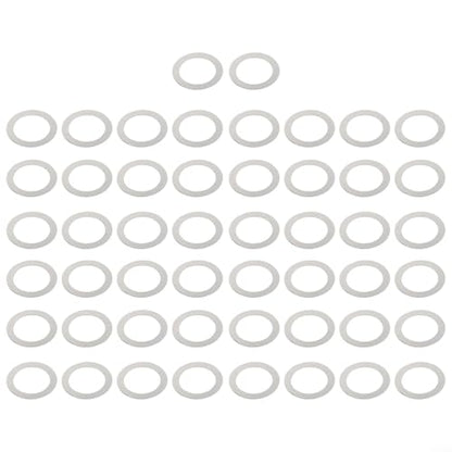 FABULETTA Fishing Reel Knob Gasket, M2.5 Locking Screw Set, Metal Adjustment Washers for Rocker Arm Handle Repair, 50pcs Silver Hardware Kit(6 * 0.1mm) - size: 6*0.1mm