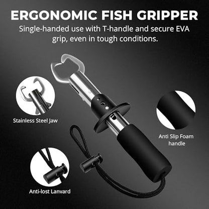 Foldable Kayak Landing Net Kit, 4PCS Fishing Tool Set | With Pliers, Fish Gripper & Hook Remover for Kayak Fishing, Boating, Shore Fishing, Freshwater & Saltwater - color: Red 4pcs Fishing Tools Kits