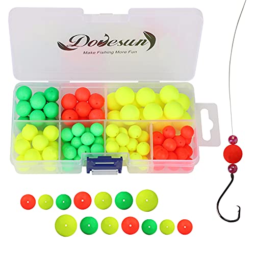 Dovesun 220/104/80/60/54/52/42pcs Pompano Rig Floats for Surf Fishing Foam Bobbers for Fishing Fly Fishing Bobbers Floats Bright Color Kit/Round/Cylindrical/Heart/Bullet/Pill/Spin Shape - color: Round-104pcs