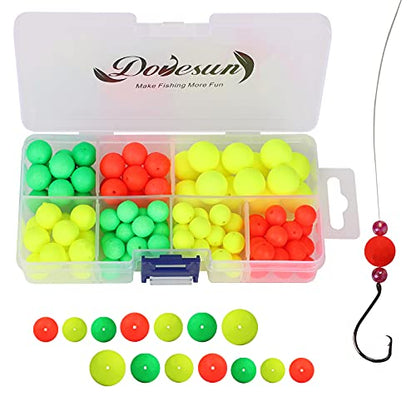 Dovesun 220/104/80/60/54/52/42pcs Pompano Rig Floats for Surf Fishing Foam Bobbers for Fishing Fly Fishing Bobbers Floats Bright Color Kit/Round/Cylindrical/Heart/Bullet/Pill/Spin Shape - color: Round-104pcs