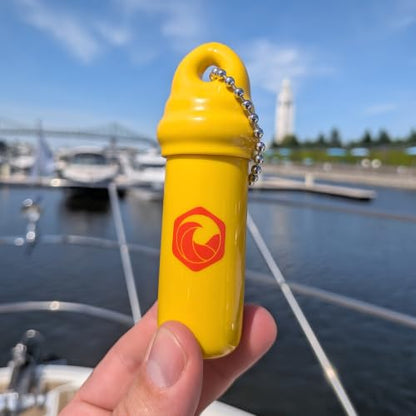 Seahive Floating Keychain (1 pack) with Waterproof Safety Container Boat Key Float - Pontoon, Fishing Accessories key holder - color: Yellow