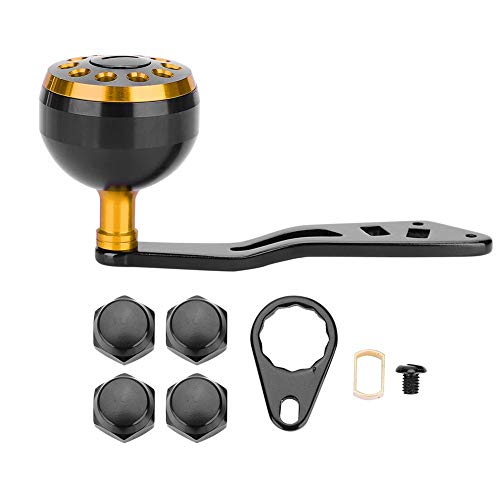 Tbest Knob Power Handle Grip,Fishing Reel Handle CNC Knob with Fittings Replacement Parts Accessory - color: Black+Gold