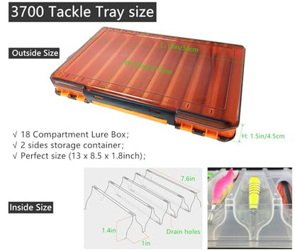 Large Fishing Lure Box Organizer - 18 Compartment Double Sided Fishing Tackle Box for Crankbait Squid Jig Bait Storage (1, White) - color: White