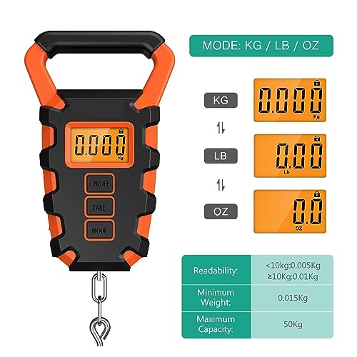 50Kg/10g Waterproof Digital Fishing Scale with Fish Grip Ruler for Luggage, Travel & Construction Site Weighing - color: A4