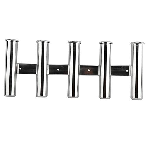 YaeMarine Fishing Rod Holder 316 Stainless Steel Fishing Rod Rack 3Tube/4Tube/5Tube/6Tube Mirror Finish for Marine Boat Yacht Camper - style: 5 Tube