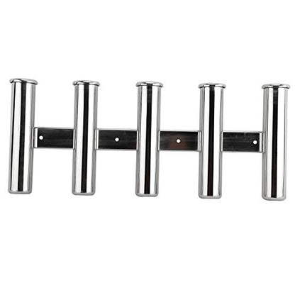 YaeMarine Fishing Rod Holder 316 Stainless Steel Fishing Rod Rack 3Tube/4Tube/5Tube/6Tube Mirror Finish for Marine Boat Yacht Camper - style: 5 Tube