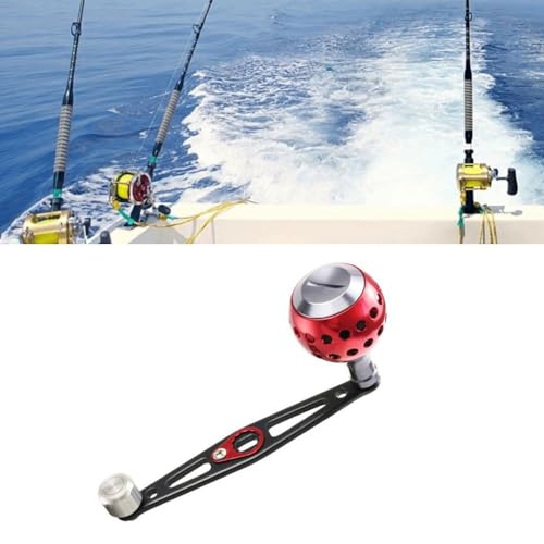 Power Handle, Aluminum Alloy Reel Rocker Arm with Knob, Replacement Part for Round Baitcasting Fishing Reel, 8x5mm Mounting Hole Repair Accessory