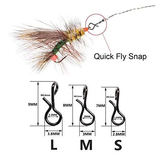 Greatfishing Fly Fishing Snaps Stainless Steel Quick Change, Fast Easy Fly Hook Snap, Combo Hook Snaps - color: 150pc 3 sizes snap combo