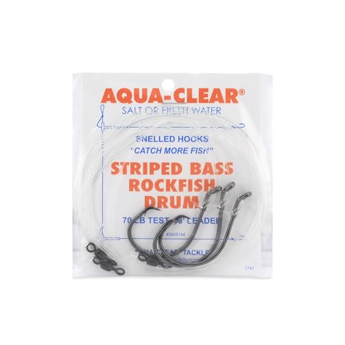 Aqua-Clear Striped Bass Rig - color: No Har (3-Piece), style: 8/0 Ultra Thin Demon Circle Hook