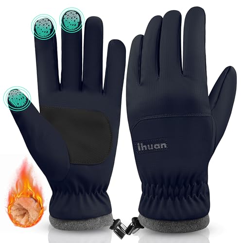 ihuan Winter Waterproof Ski Gloves Men Women, Snow Warm Cycling Cold Weather, Driving Biking Running - color: Blue, size: X-Large
