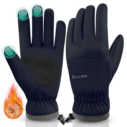 ihuan Winter Waterproof Ski Gloves Men Women, Snow Warm Cycling Cold Weather, Driving Biking Running - color: Blue, size: X-Large
