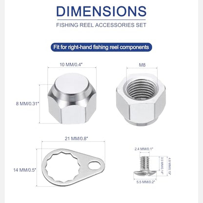 Fishing Reel Screw Nut Caps, Right Handle Knob Locking Plate Nut Replacement Parts - color: Silver, size: M8