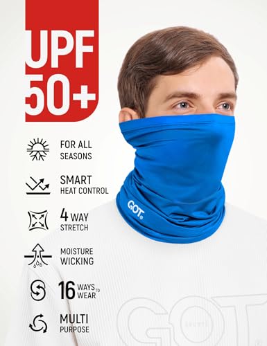 UPF 50+ Cooling Neck Gaiter - Fishing Face Mask Sun Protection Men Women | Thermoregulation, Moisture-Wicking, Quick-Drying, 4-Way Stretch, Built-in UV SPF, Multi-Style Headwear - color: Blue