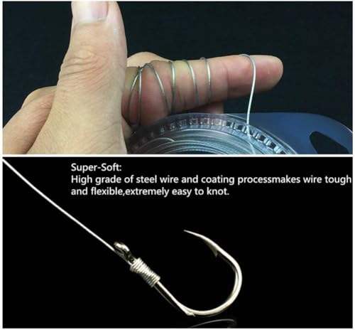 10LB-200LB Fishing line Wire Leader Vinyl Coated Stainless Steel Trace Lures Leader Wire 10 Meter,with 20pcs Crimps Sleeves,Black & Silver Select - size: 80LB