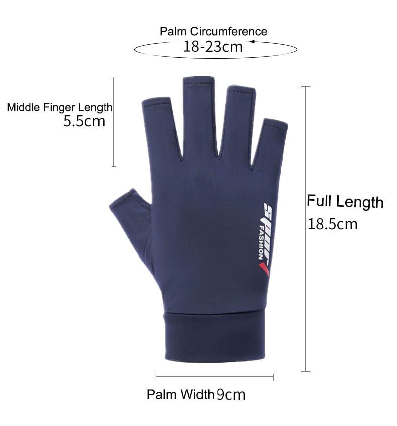 Mealah Lightweight-Fingerless-Gloves for Men - UPF 50+ UV Sun-Protection- Gloves for Fishing Driving Hiking Outdoor - color: Navy