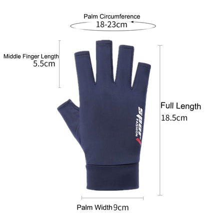 Mealah Lightweight-Fingerless-Gloves for Men - UPF 50+ UV Sun-Protection- Gloves for Fishing Driving Hiking Outdoor - color: Navy