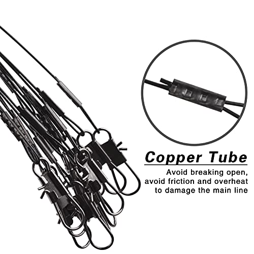 Fishing Leader Rigs Saltwater Tackle Rigs with Swivels Snaps, High Strength Wire Leaders Rigging Surf Fishing Gear Equipment for Lures Bait Hooks Catfish Walleye - color: Black Stainless Steel Leader, size: 24PCS, style: 1 Arm