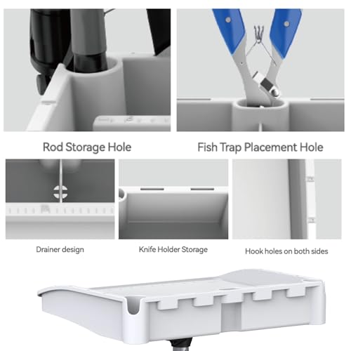 SEAFLO Bait Cutting Board Table (18.25” by 14.75” Surface) with Two Rod Holders, Fish Cleaning Fillet Station for Boat with Mount Plier Storage and Knife Slot with Built-In Measuring Ruler (Small) - size: Small (18.25” x 14.75”)