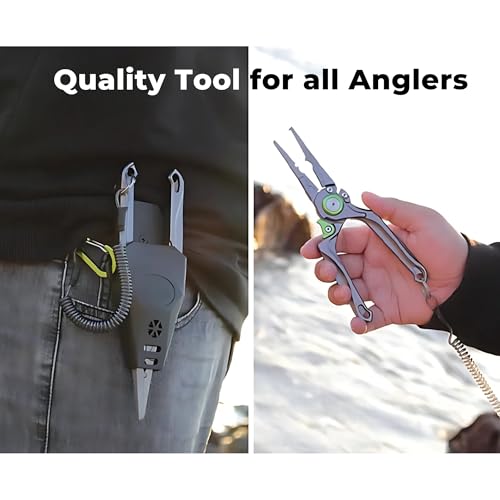 Fishing Pliers Hook Remover Split Ring Line Cutter Fishing Tool Multifunctional Tool Ergonomic Handle Fishing Saltwater Corrosion Resistance Safety Lock Camping