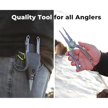 Fishing Pliers Hook Remover Split Ring Line Cutter Fishing Tool Multifunctional Tool Ergonomic Handle Fishing Saltwater Corrosion Resistance Safety Lock Camping
