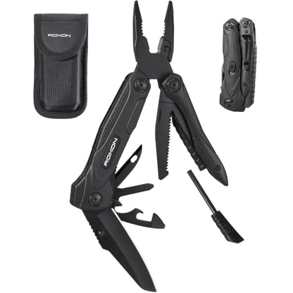 Roxon 14-in-1 Multitool Pliers with Fire Starter,Lightweight Portable | Stainless Steel Folding Pocket Knife Multi Tool Set for Camping Hiking Survival EDC, Outdoor Gear with 25-Year warranty