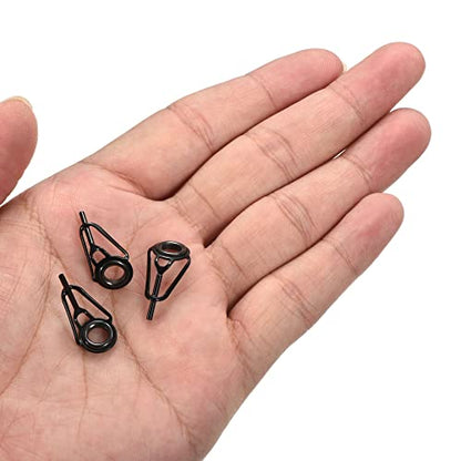 PATIKIL Tube Dia Fishing Rod Tips Repair Kit, Stainless Steel Black Guide Ring for Fishing - size: 1.2mm