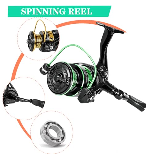 Telescopic Fishing Rod and Reel Combo Set, 2PCS Collapsible Fishing Poles, Fishing Kit with Spinning Reel, Travel Saltwater Freshwater Fishing Gear for Adults Beginners