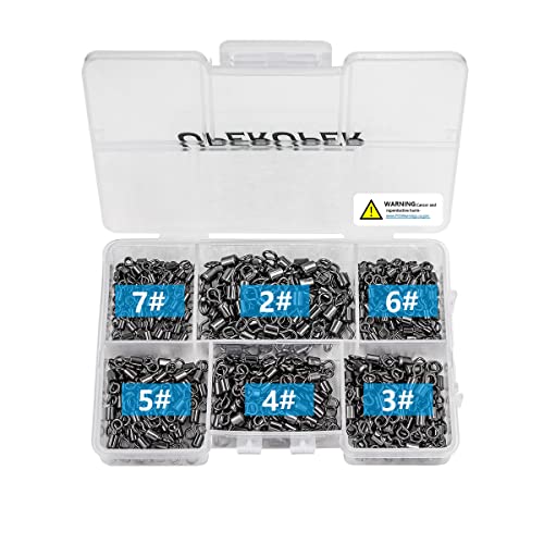 Fishing Barrel Swivels Kit, 300pcs Stainless Steel Rolling Bearing Snap Connector for Saltwater Freshwater Fishing#2#3#4#5#6#7 - style: A Style: 6 Sizes - 300pcs