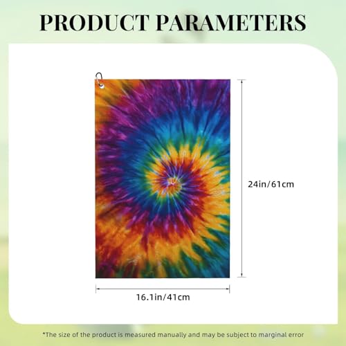 Tie Dye Golf Towel Microfiber with Carabiner Clip, Funny Cleaning Cloth for Golf Balls & Clubs, Gift for Women Men, Golfers, Dad, Grandpa, Bag Accessories 16"*24" - color: Tie Dye