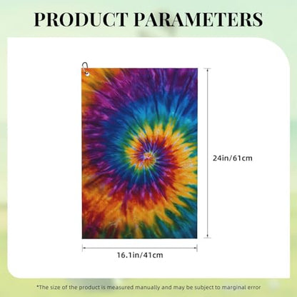 Tie Dye Golf Towel Microfiber with Carabiner Clip, Funny Cleaning Cloth for Golf Balls & Clubs, Gift for Women Men, Golfers, Dad, Grandpa, Bag Accessories 16"*24" - color: Tie Dye