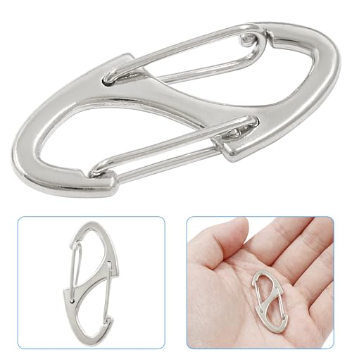20 Pieces S Spring Snap Hook, Keychain Hook Metal Carabiner Clip, Double Snap Hook for Camping Fishing Hiking Outdoor Sports - style: 1.6"-Silver