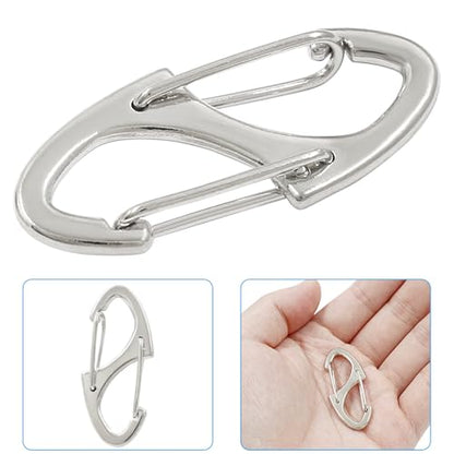 20 Pieces S Spring Snap Hook, Keychain Hook Metal Carabiner Clip, Double Snap Hook for Camping Fishing Hiking Outdoor Sports - style: 1.6"-Silver