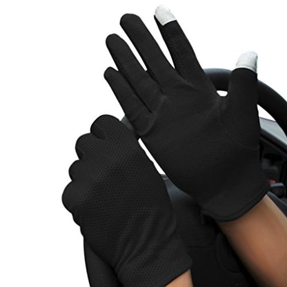JIAHG Women Men's Driving Gloves Summer UV Sun Glove Non Slip Touchscreen Cotton Gloves Outdoor Sunblock Mittens for Cycling - color: Mesh-Black Full Finger