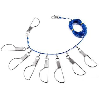 Alwonder Fish Stringer 16ft/6.5ft, Fishing Stringer with Stainless Steel Swivels Snaps Lock and Heavy Duty Ground Pillar, Stringers Trout Fishing Gear for Trout Bass Salmon Walleye - color: 16ft with 8 snaps