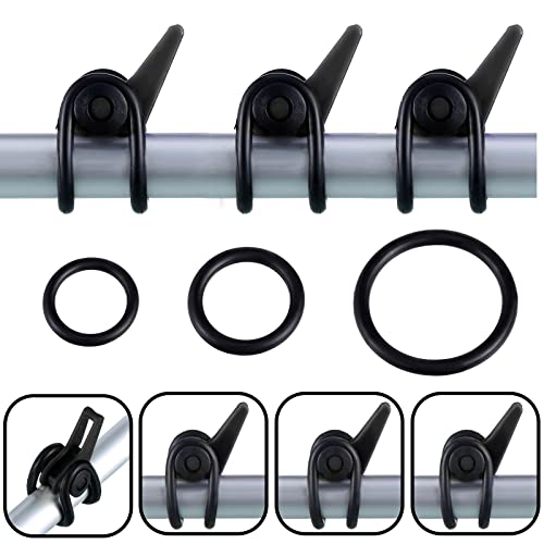 Gejoy 21 Pcs Fishing Hook Holder Fishing Rod Hook Keeper with 3 Size Elastic Rubber Rings, Adjustable Spring Lure Bait Holders for Most Rods - color: Black