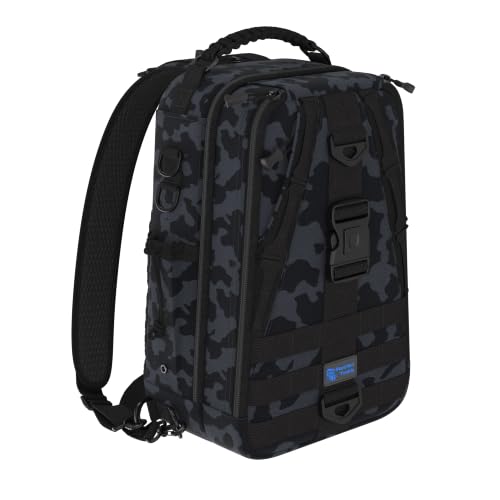 Reaction Tackle Camo Fishing Sling Bag, Water Resistant 2-in-1 Sling and Backpack with Rod Holder and Adjustable Straps, Large - size: Large