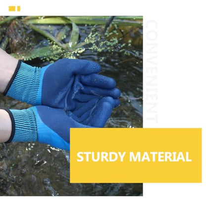 Cabilock Waterproof Anti-Skid Fishing Gloves Double-Layer Coated Wear-Resistant Breathable Gardening Gloves for Outdoor Planting and Fishing, 1 Pair