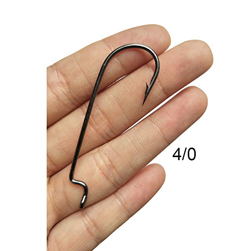 30pcs/Pack Offset Fishing Hooks Worm Hooks Black/Red High Carbon Steel Senko Bait Fishing Hooks 4/0 3/0 2/0 1/0 1# - color: black, size: 3/0-30pcs