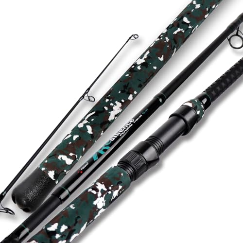 Fiblink 4-Piece Surf Spinning Fishing Rod, Portable Travel-Friendly Pole, Carbon Fiber Fishing Rod (9’/10’/12’) - size: 10' H
