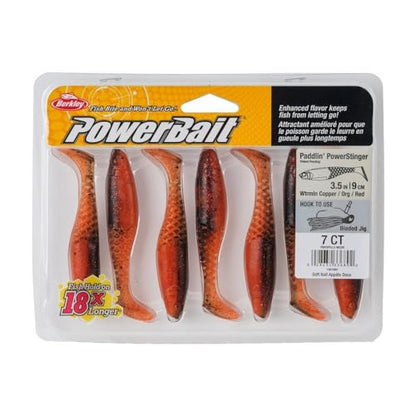 Berkley PowerBait Paddlin' PowerStinger Fishing Soft Bait - color: Watermelon Copper/Orange w/Red, size: 3 1/2"