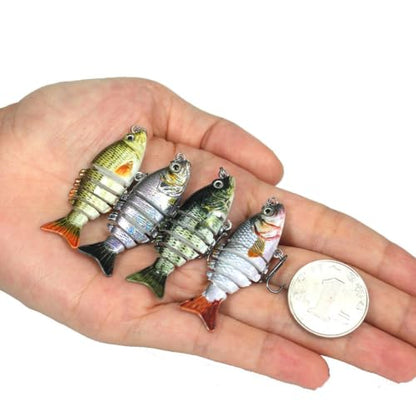 Mini Fishing Lures Multi Jointed Fish Fishing Slow Sinking Lifelike Swimbait Freshwater and Saltwater Crankbaits for Bass Trout Bass Lures 2in/0.08oz 12#Hook - color: 2# 1Pcs