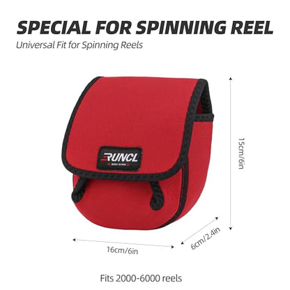 RUNCL Spinning Reel Bag – Protective Storage Pouch for Baitcasting Reels & Spinning Reels, Lightweight & Durable, Ideal for Freshwater & Saltwater Fishing Trips (Red & Black) - color: S-Red & Black