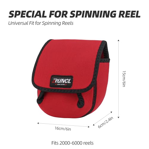 RUNCL Spinning Reel Bag – Protective Storage Pouch for Baitcasting Reels & Spinning Reels, Lightweight & Durable, Ideal for Freshwater & Saltwater Fishing Trips (Red & Black) - color: S-Red & Black