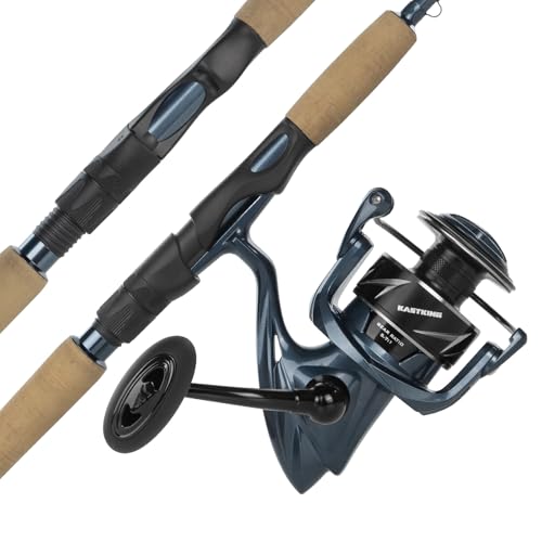 KastKing ReKon Saltwater Fishing Rod and Reel Combo, Fishing Poles & Reels Combo, Graphite Blank, Zirconia Rings, NyliTech Frame & Rotor, EVA Handle, Uplock Reel Seat - style: Spin-7'0" Medium Light-3000 Reel-2pcs