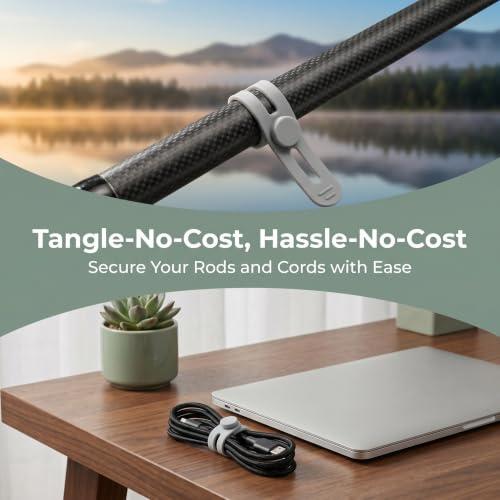 40pcs Silicone Fishing Rod Straps for Electronics Cords and Rods, Soft Non-Slip Grip with Smooth Finish, Maintains Original Shape, for Tackle Boxes and Travel Organization