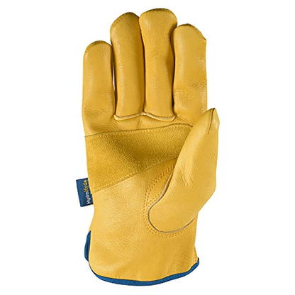 Wells Lamont Men's Adjustable HydraHyde Leather Work Gloves – Water-Resistant, Breathable, Durable – Ideal for Gardening, Landscaping, Ranching – Heavy Duty Leather Work Gloves – Saddletan, Medium - size: Medium (Pack of 1), style: Adjustable