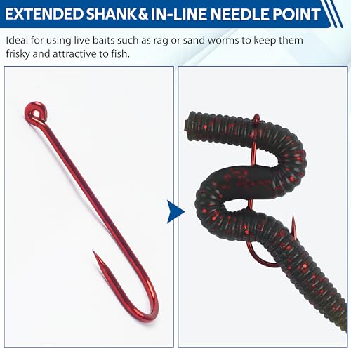 Crappie Panfish Hooks Aberdeen Fishing Hooks Set, 150pcs Long Shank Aberdeen Hooks High Carbon Steel Assorted Bluegill Small Light Wire Fishing Hooks for Bass Trout Catfish Sunfish Freshwater