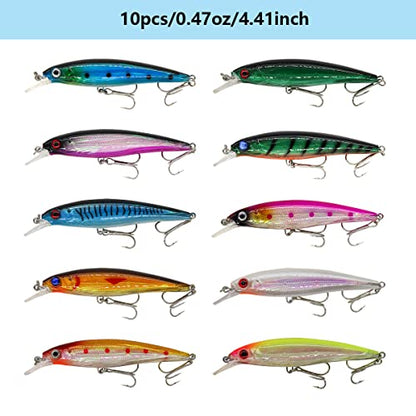 Fishing Lures Kit Set, Baits Tackle Including Crankbaits, Topwater Lures, Spinnerbaits, Worms, Jigs, Hooks, Tackle Box and More Fishing Gear Lures for Bass Trout - color: 18Pcs Fishing Lures