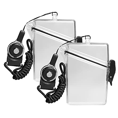 Sport Waterproof ID Card Badge Holder Case with Lanyard Cover Multiple Credit Cards, Registration, ins Card Heavy Duty Durable Locker Dry Box (Clear,2pack) - color: Clear,2pack